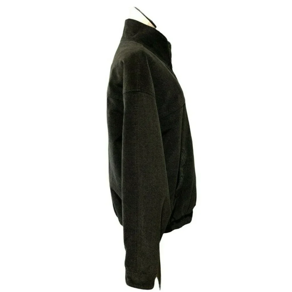 Avid Jacket Mens XL Coat Brown Bomber Tweed Combed Cotton Quilted Lining Vintage